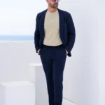 Κοστούμι χωρίς φόδρα σε μοντέρνα γραμμή – Σκούρο Μπλε